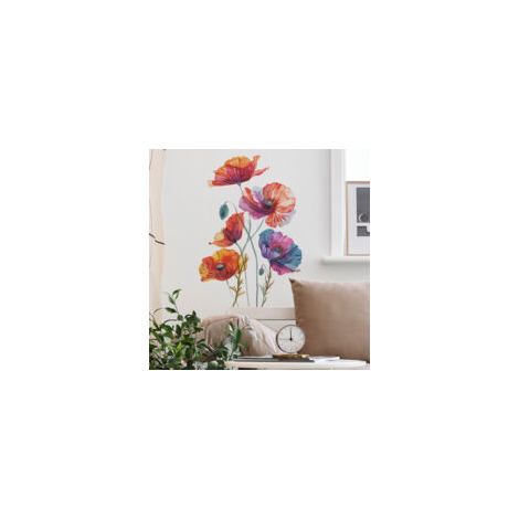 Mohnblumenmuster-Wandtattoos für Badezimmer, Schlafzimmer, Wohnzimmer, Kinderzimmer, Büro, Wohndekoration - Crezuo
