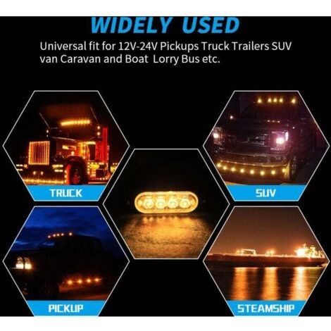 4X Feux de Pénétration à 4 LEDs 12/24V Gyrophare LED Orange Feux Flash Voyant d’Alarme Urgence Strobe Clignotants Auto IPX-4 pour Van Camion Tractopelle Chariot à Fourche Tracteur (1/3)
