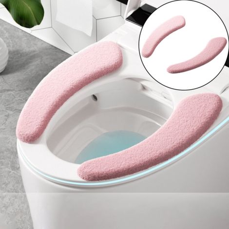 Coussin De Siege De Toilette - En Velours Doux - Lavable À La Main - Adhésif Autoportant - Convient À Tous Types De WC - 2 Pièces (1/5)