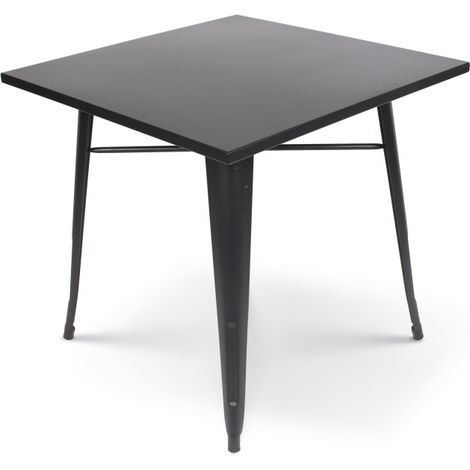 Tisch im Industriestil aus mattschwarzem Metall – 80 x 80 cm