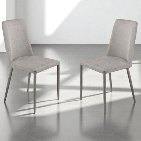 Sedia imbottita in tessuto Grigio Chiaro ETTORE 2 sedie (1/5)