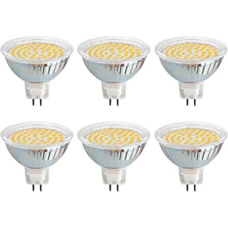 Ampoule GU5.3 LED 12V 3W Blanc Chaud 3000K, Ø50mm, Équivalent GU5.3 30W, 500LM, AC/DC 12V MR16 GU5.3 Spot LED Encastrable pour Jardin Extérieur/Entrée/Terrasse, Non-dimmable, lot de 6 [Classe énergéti