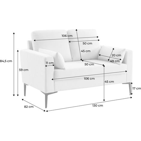 sweeek - 2-Sitzer-Sofa, mit Cordbezug und Metallfüßen, Cord, Greige