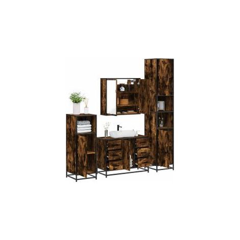Ensemble meubles salle de bain 4 pcs chêne fumé bois ingénierie