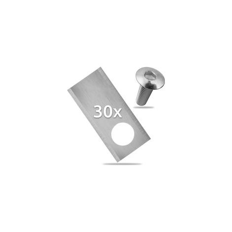 (39,2 x 17,5 mm, argent), 30 lames de rechange de qualité – Lames de tonte pour machines de jardin adaptées aux modèles de tondeuse à gazon compa