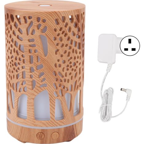 200ml Diffuseur d'huiles essentielles grain de bois 8W arrêt automatique LED coloré silencieux humidificateur d'air voiture maison 100‑240V prise UK (1/5)