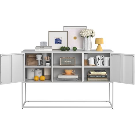 Aparador con 6 Compartimentos y 3 Estantes Fijos, Patas Ajustables, para Salon o Comedor, 120 × 40 × 75 cm (1/5)