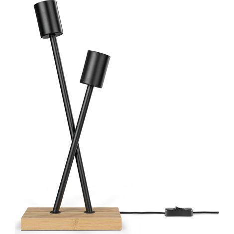Paco Home Lámpara De Mesa De Pie Vintage E27 Salón Industrial Diseño Moderno LED Retro Lámpara de mesa, Negro - Bambú (1/4)