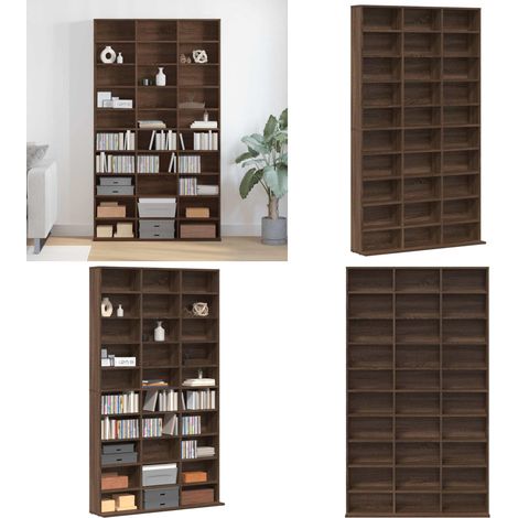 Armoire à CD Chêne marron 102x23x177,5 cm Bois d'ingénierie - Meuble Cd - Armoire Rangement Cd - Meuble Audio - Bibliothèque Cd - Stockage Musique - Home & Living
