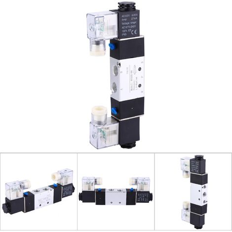 Électrovanne pneumatique 5/2, 220V AC, entrée/sortie 1/4", échappement 1/8", position double (1/5)