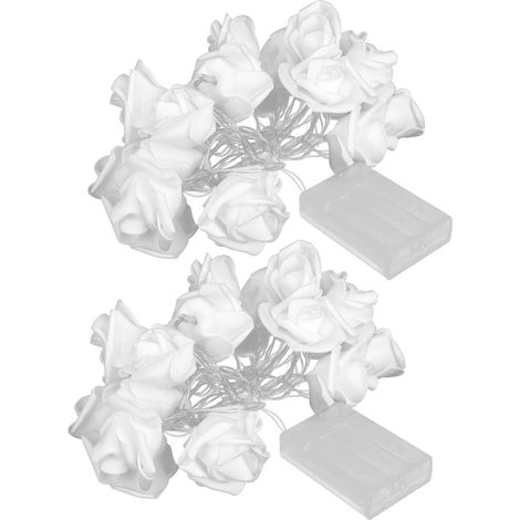 Lot de 2 guirlandes lumineuses à piles de 20 LED en forme de roses artificielles, idéales pour les décorations de Noël et de mariage. (1/5)
