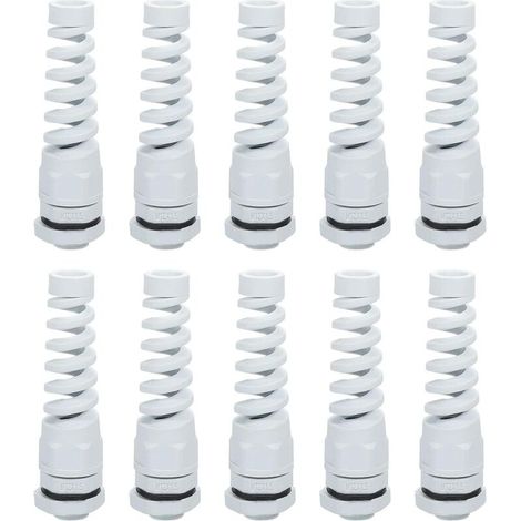 Presse-Étoupe Étanche M12 Nylon 10 Pièces pour Câbles 3-6,5 mm Blanc (1/4)