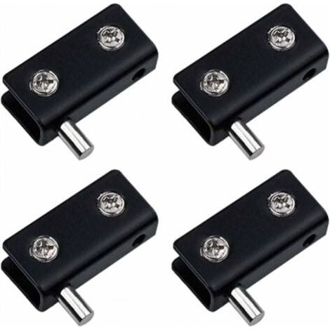 Lot de 4 charnières pivotantes, sans cadre pour porte en verre - Noir - Clips de porte en verre en acier inoxydable avec broche réglable - Kit de remplacement pour porte en verre de 5 à 7 mm (1/5)