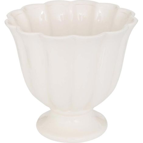 Cache-Pot en Dolomite "Fleur de Rose" 25cm Blanc (1/2)