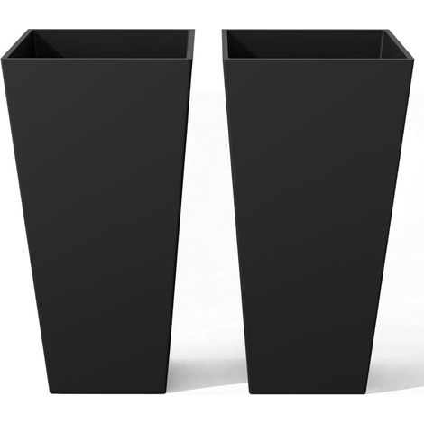 Grands Pots de Fleurs pour Intérieur et Extérieur 76 cm, Lot de 2 Jardinières Coniques en V-Résine Résistantes, Design Moderne, Noir (1/5)