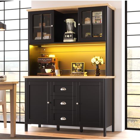 MEUBLIV Credenza alta 120x40x179 cm nera con LED, 4 ante e 3 cassetti (1/5)