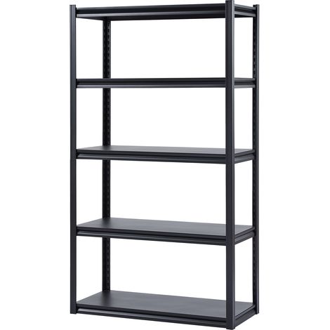 Mophorn 5 - Regale für die Garage - Tragkraft 2000 lbs, 18" T x 40" B x 72" H verstellbares Metallregal. Perfekt für Küche, Lager, Keller - in elegantem Schwarz