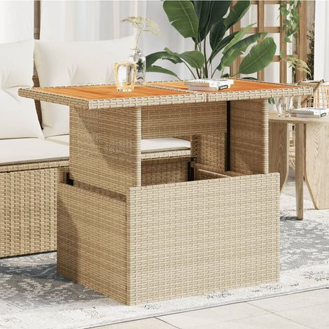 vidaXL Tavolo da Giardino Beige 100x55x73 cm Polyrattan e Legno Acacia