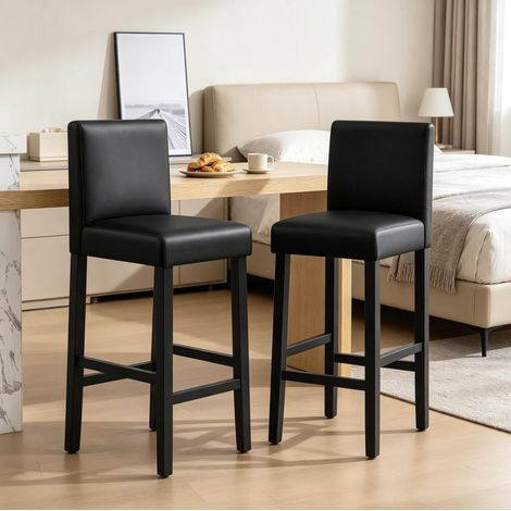 Taburetes de bar con respaldo, lote de 2, 110 cm, negro HAVRYA (1/5)