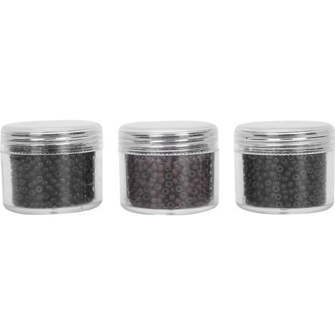 3 Bouteilles d'Outils pour Extensions Capillaires en Silicone 3.0mm, Anneaux Micro Liens Perles Confortables (Tailles 1/3/5) (1/5)