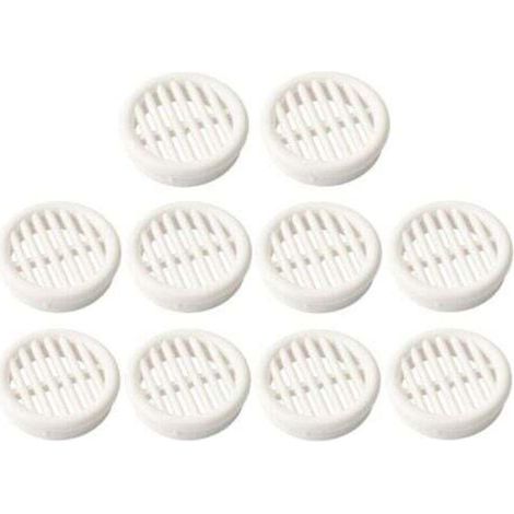 Grille de ventilation ronde en plastique blanc – 10 unités, diamètre d’encastrement 39,5 mm, hauteur 11 mm, pour plafond ou mur (1/5)