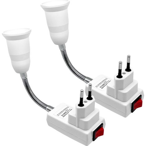 2PCS E27 Fassung Steckdose,E27 Wandlampe mit Schalter,360° Verstellbare Schwanenhals Fassung,für Lampenfassung LED Beleuchtung,Leselampe Bett/Büro/Küche Wandleuchte(Keine Glühbirne) (1/5)