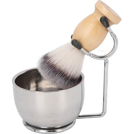 Kit de Rasage Traditionnel pour Homme avec Bol en Acier Inoxydable et Support Brosse à Barbe (1/5)