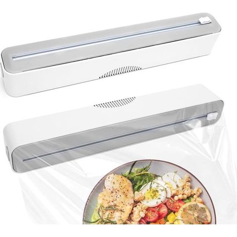 Dispenser magnetico per fogli di alluminio adesivi, dispenser per fogli di alluminio con taglierina adesiva, organizer da cucina, porta fogli di alluminio (1/5)