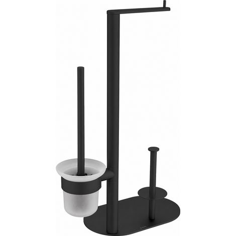 Deante Supporto per carta igienica moderno 3-in-1 nero (1/5)