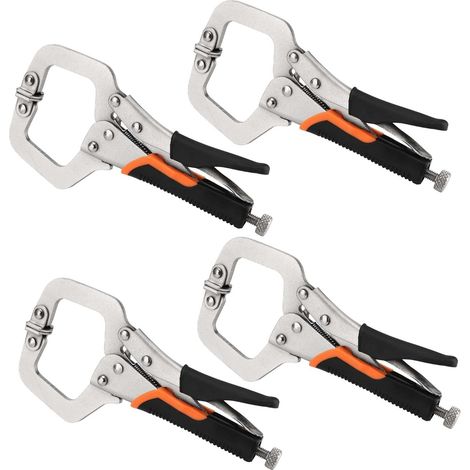 Lot de 4 pince à étau soudage en métal, colliers de serrage en C de 15,2 cm en métal avec vis réglables et coussinets pivotants pour le travail du bois, le soudage, l'alignement, les armoires (1/5)