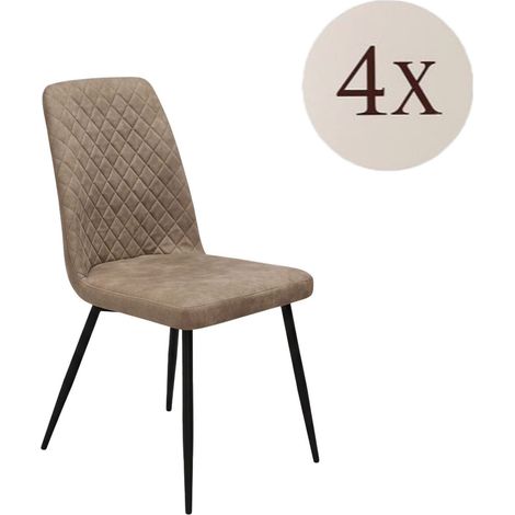 Sessel-Set Vendone, 4 Stühle, gepolstert, Samteffekt, Braun