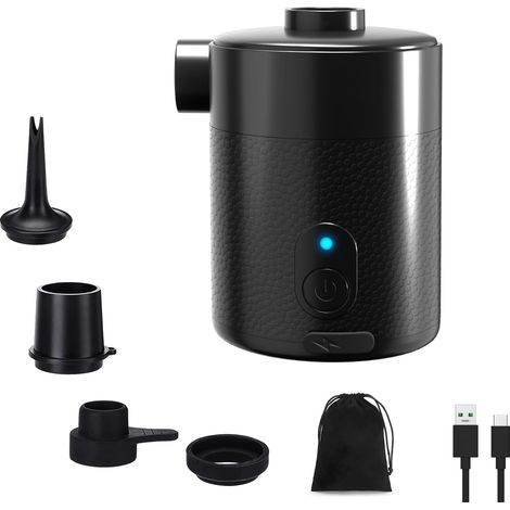 2 en 1 Mini Pompe À Air Électrique Batterie 4000 mAh– Portable, 5000 Pa, 450 L/Min, Gonflage & Aspiration, 4 Embouts Pour Matelas Gonflable, Bateau Gonflable, Camping, Piscine & Sacs Sous Vide (1/5)
