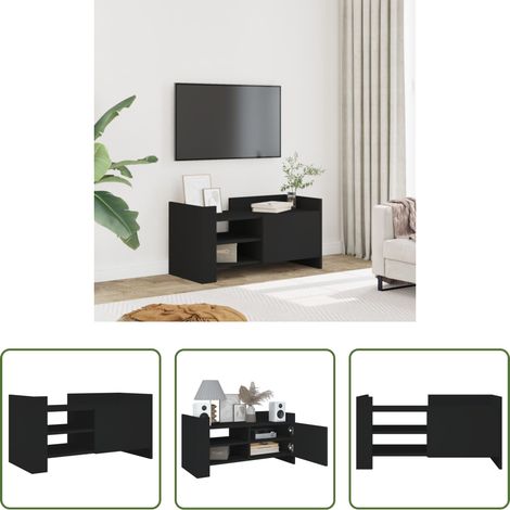Meuble tv bois d'ingénierie - Meuble TV noir 80x35x40 cm bois d’ingénierie (1/5)