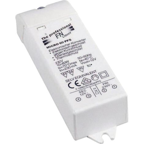 SLV – Transformateur pour luminaire 60VA 12V – Tension d'entrée 230V AC – Indice de protection IP20 – Classe II (1/5)
