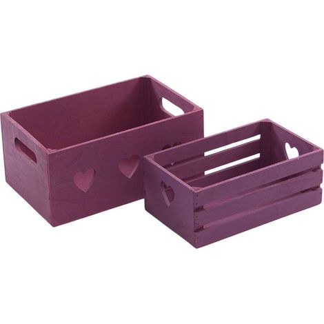 Cassetta viola in abete in set di 2, 29x18H13 cm (kit da 3) (1/2)