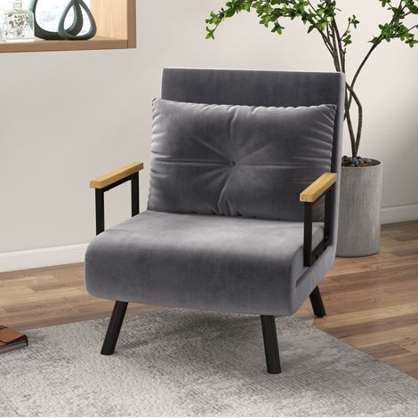 Schlafsessel mit Bettfunktion, verstellbar, Dunkelgrau OKMYHOME (1/3)