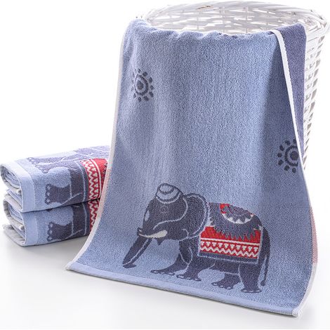 Serviette de bain douce, absorbante et épaisse en coton (1 pièce) pour le bain, les mains, le visage, le fitness et le spa - Bleu Vientiane Renewal (1/3)