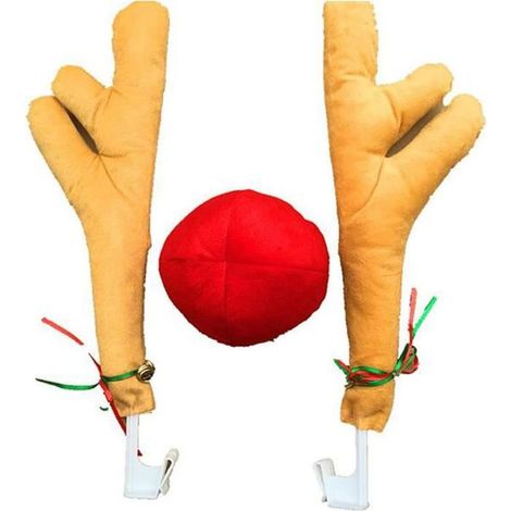 Décoration de Noël pour voiture – Kit de décoration de renne de Noël universel – (jaune) (1/4)