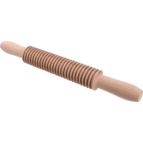 Rouleau à pâtes en bois robuste, rainuré, compact et léger. (1/4)