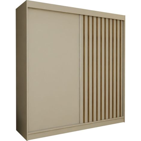 AX LIVING Cabinio Schwebetürenschrank Beige Artisan Eiche – 200 cm