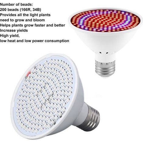 LED-Pflanzenlampe E27 Vollspektrum für hydroponische Blumenzucht, 85–265 V (1/4)