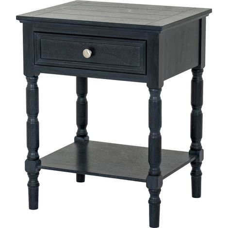 Contour Collection 1 Drawer Side Table - Wood - L40 x W48 x H61 cm - Black