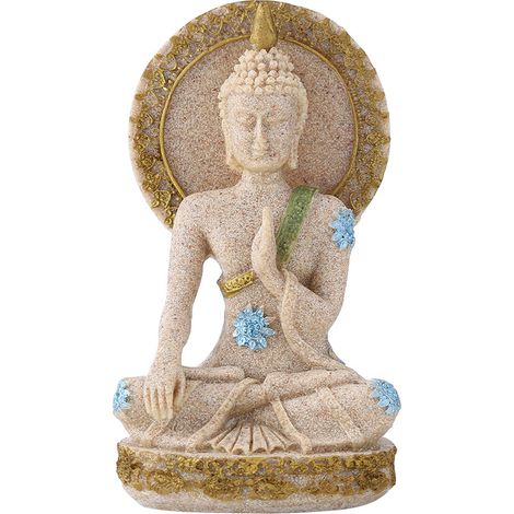 Statue de bouddha en grès Fengshui, décoration d'htel et de maison, cadeau d'ornement (1/5)