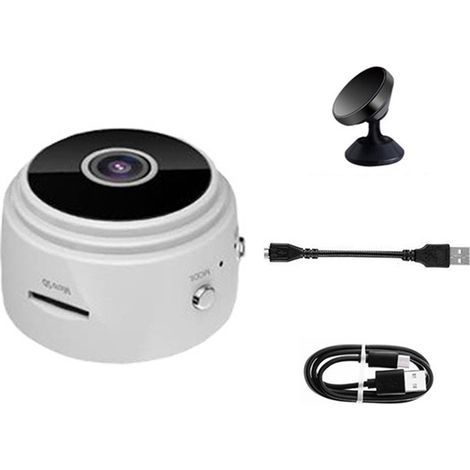 Caméra WiFi A9 Blanche 1080P HD Vision Nocturne Infrarouge Grand Angle Compact Bébé Surveillance Domicile (1/5)