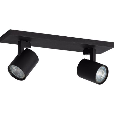 Ledkia – Spot à douille double orientable en saillie – Aluminium noir – Ampoule GU10 – Dimensions 90x305x107mm – Éclairage intérieur polyvalent (1/5)