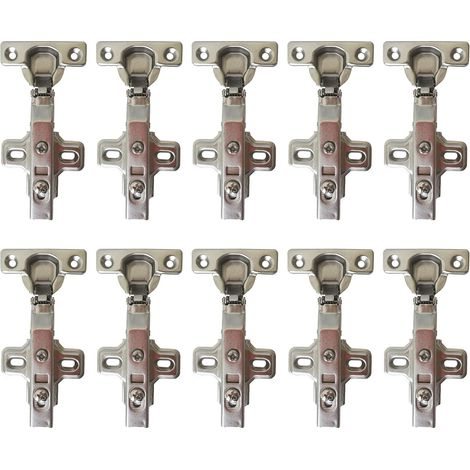 95 Degré Plein Recouvrement Charnières 26mm avec Amortissement pour Porte de Placard Cuisine Charniere pour Meuble Armoires Complètement en Applique Lot de 10 (1/5)