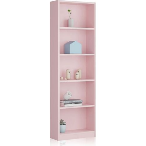 Estantería y Librería Juvenil Dormitorio Infantil I-Joy Melamina Color Rosa 52x180x25 cm