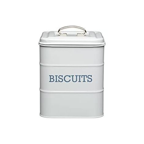 KitchenCraft Living Nostalgia Caja para Galletas Metálica Vintage 14.5 x 19 cm Gris