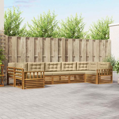 Outdoor-Sofagarnitur 7 pcs Natur und Beige Massivholz Akazie