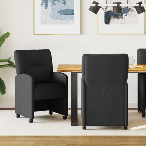 Esszimmerstühle mit Rollen 2 pcs Schwarz 57 x 67 x 95 cm Stoff vidaXL